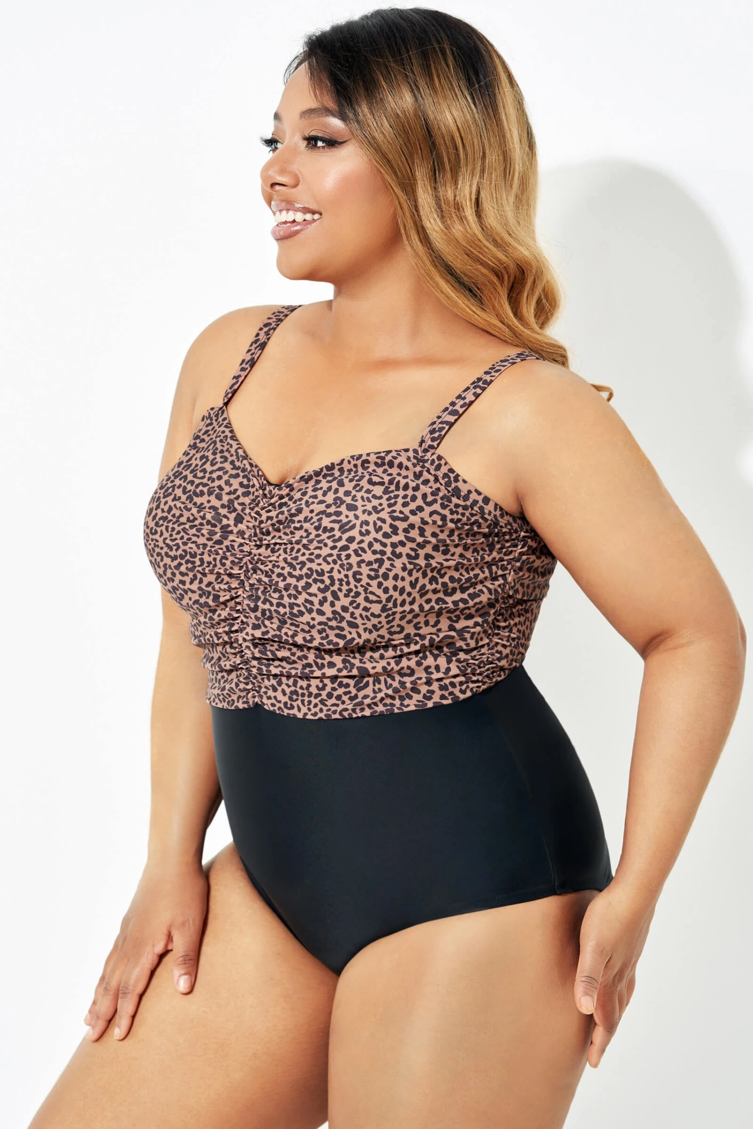 Black Leopard Tummy Control One Piece Swimsuit - Image 3