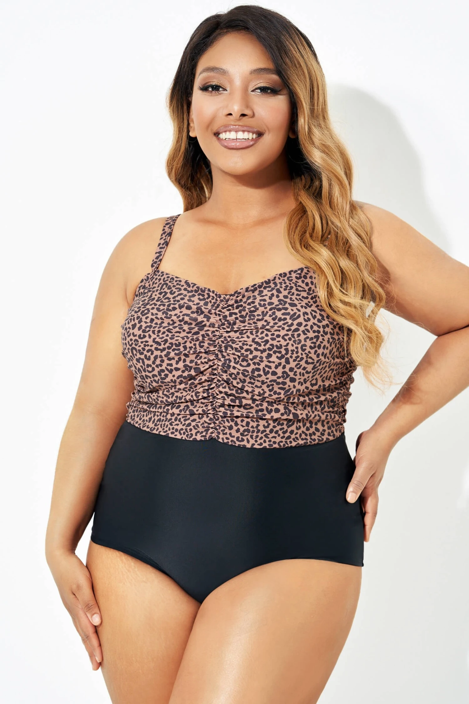 Black Leopard Tummy Control One Piece Swimsuit - Image 6
