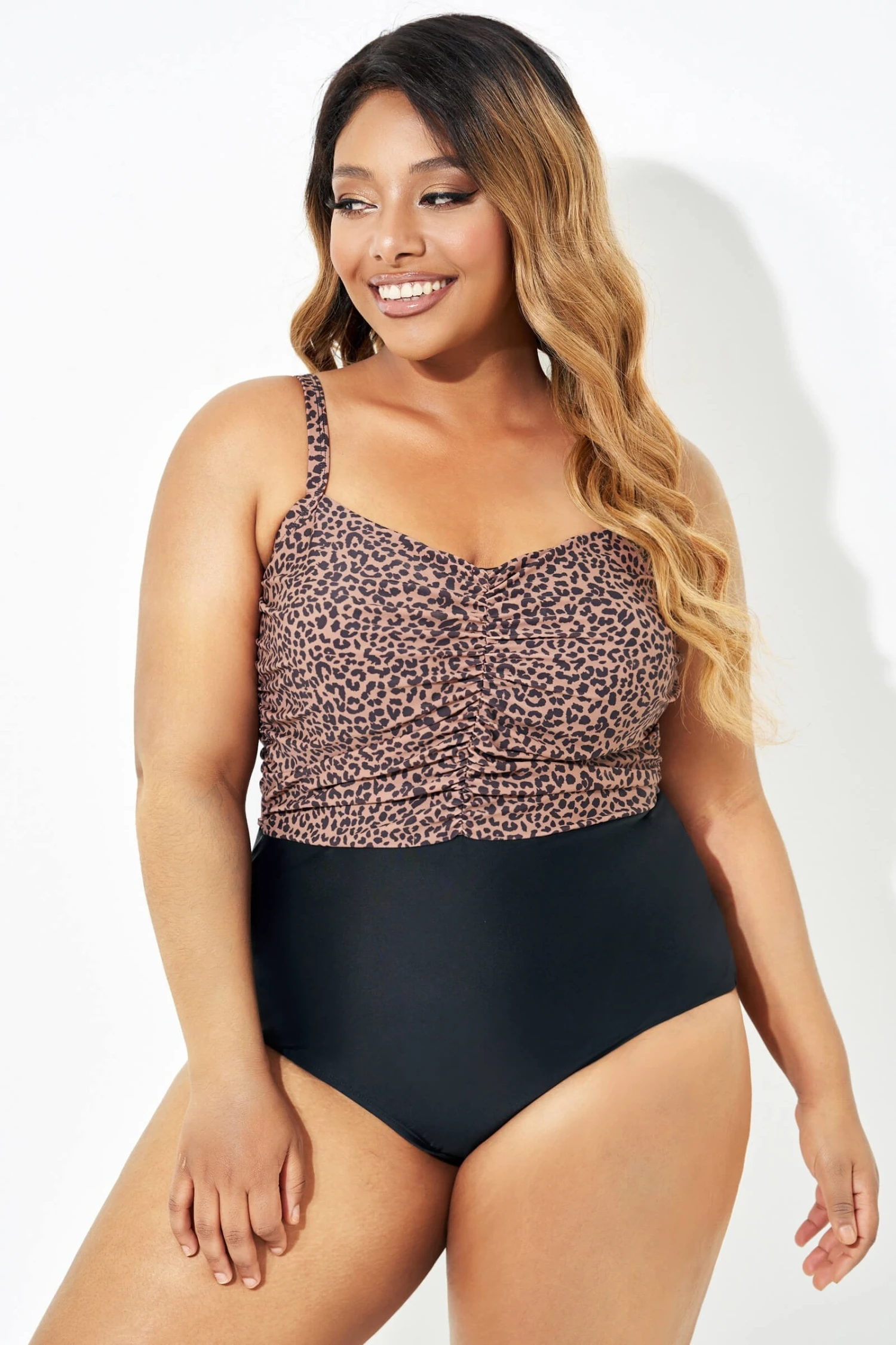 Black Leopard Tummy Control One Piece Swimsuit - Image 5