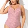 Vintage Red Stripe Underwire One Piece Swimsuit