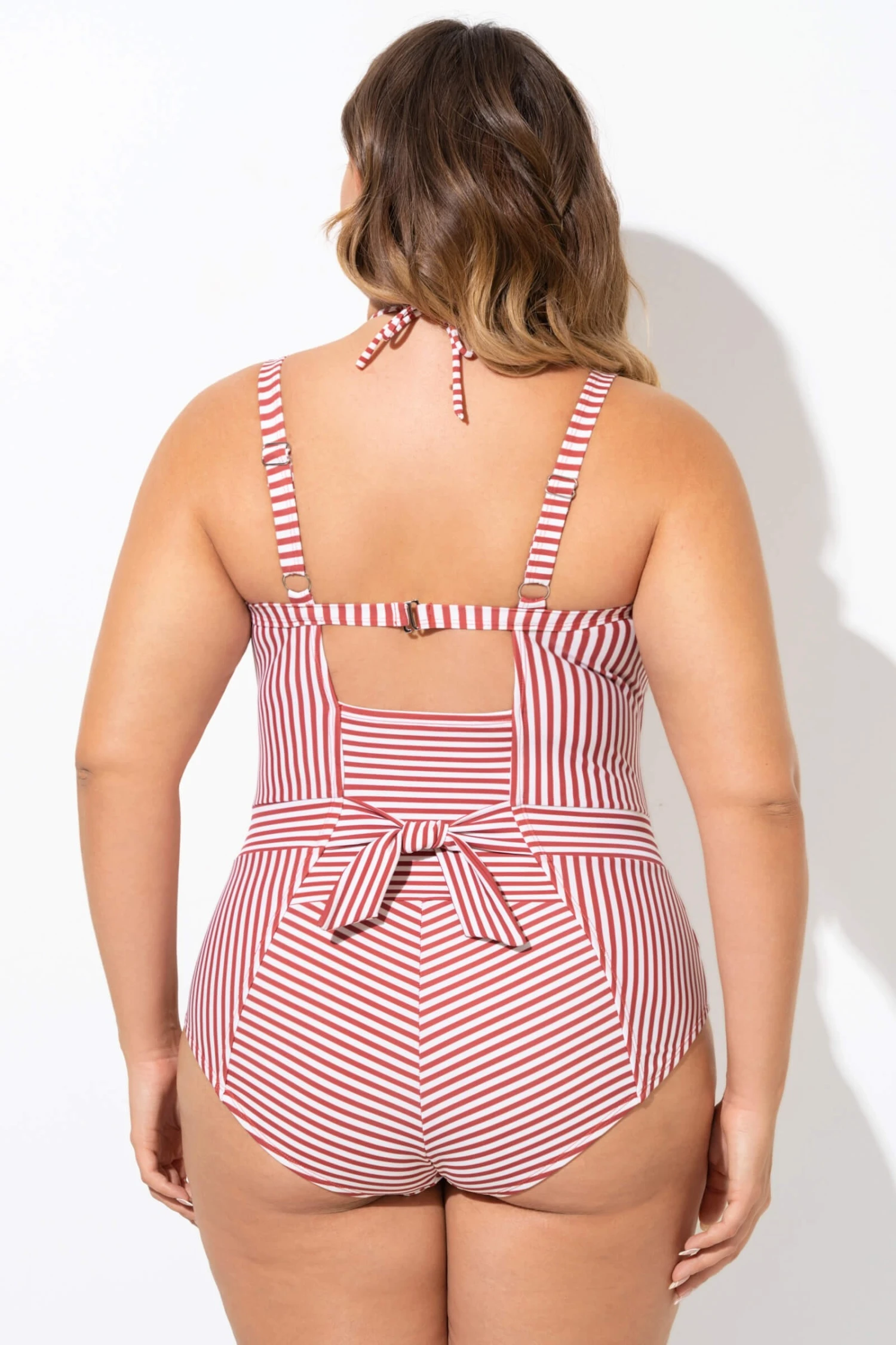 Vintage Red Stripe Underwire One Piece Swimsuit - Image 2