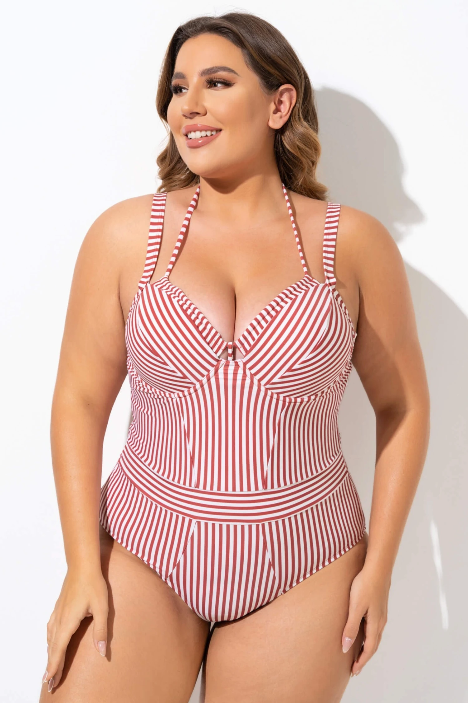 Vintage Red Stripe Underwire One Piece Swimsuit - Image 6