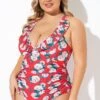 Coral Floral Wireless Ruffle One Piece Swimsuit