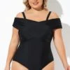 Black Crisscross Convertible Front Lined One Piece Swimsuit