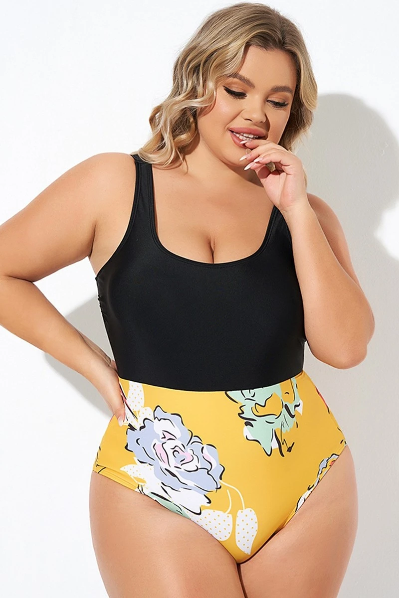 Floral Print Cutout Low Waist One Piece Swimsuit - Image 6
