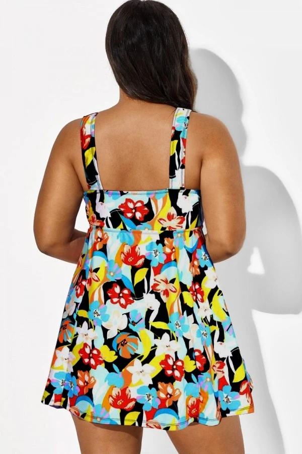 Flower Tie Front Sweetheart Neckline Swimdress - Image 2