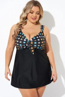 Graceful Tie Front Sweetheart Neckline Swimdress