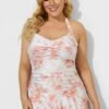 Tie Dye Printed Self-tie Halter Vintage Swimdress