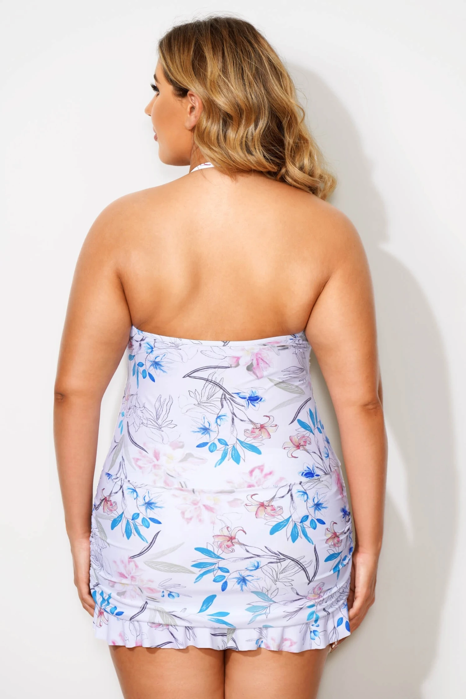 Floral Printed Fringe Bandeau Women Swimdress - Image 2