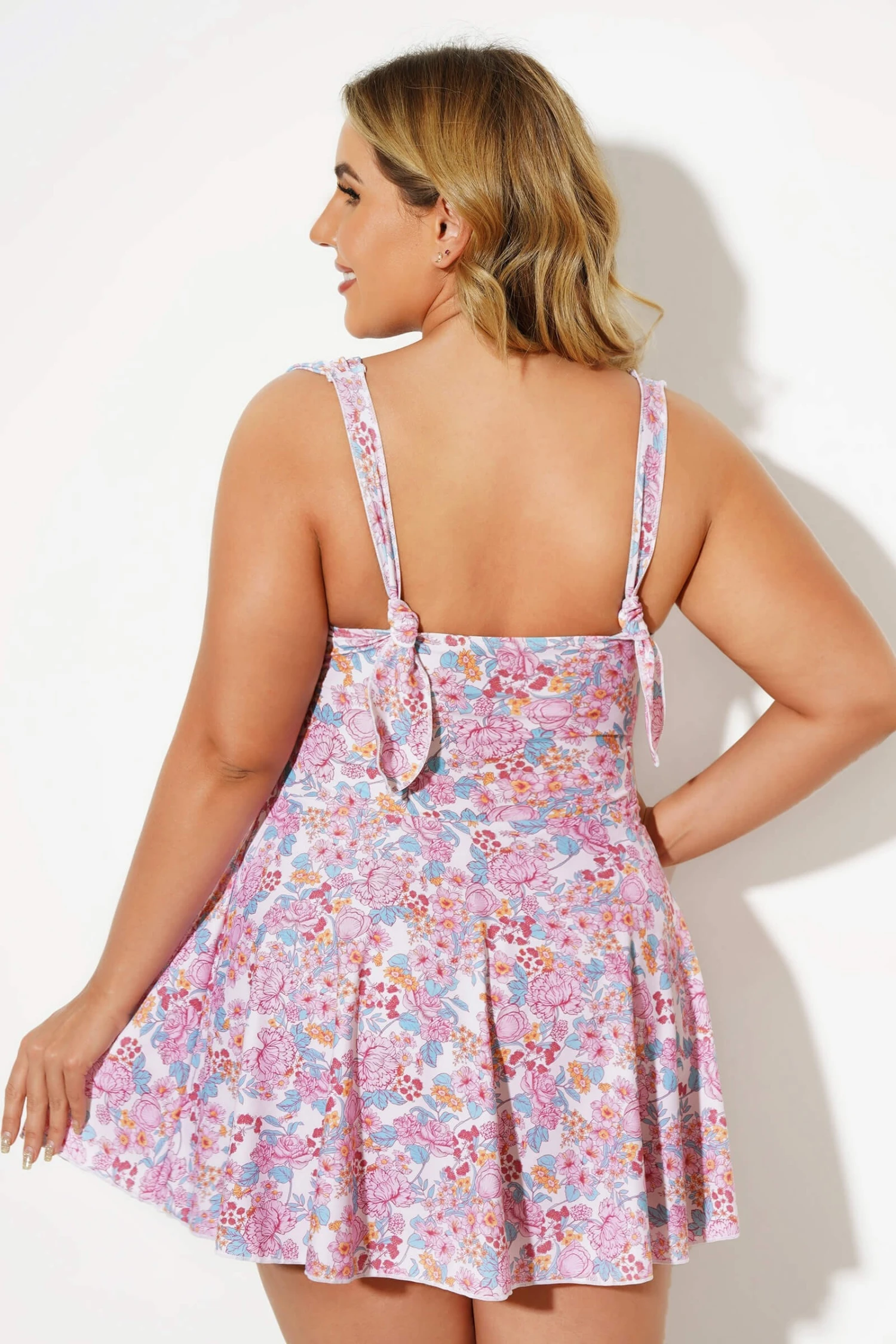 Floral Printed Halter Swimdress For Women - Image 2
