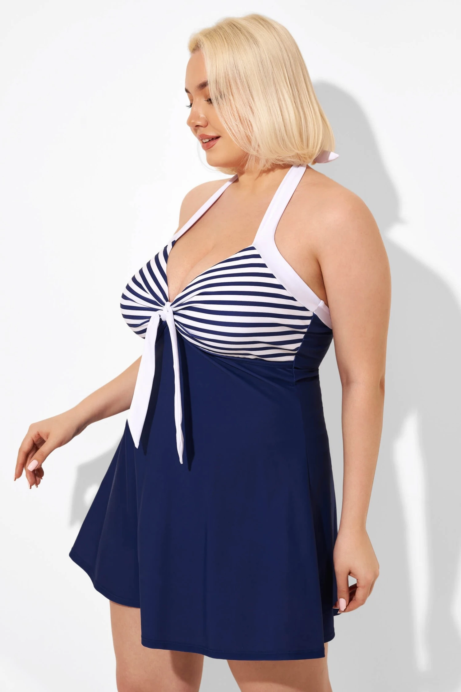 Blue Stripe Adjustable Halter Neck Swimdress - Image 5