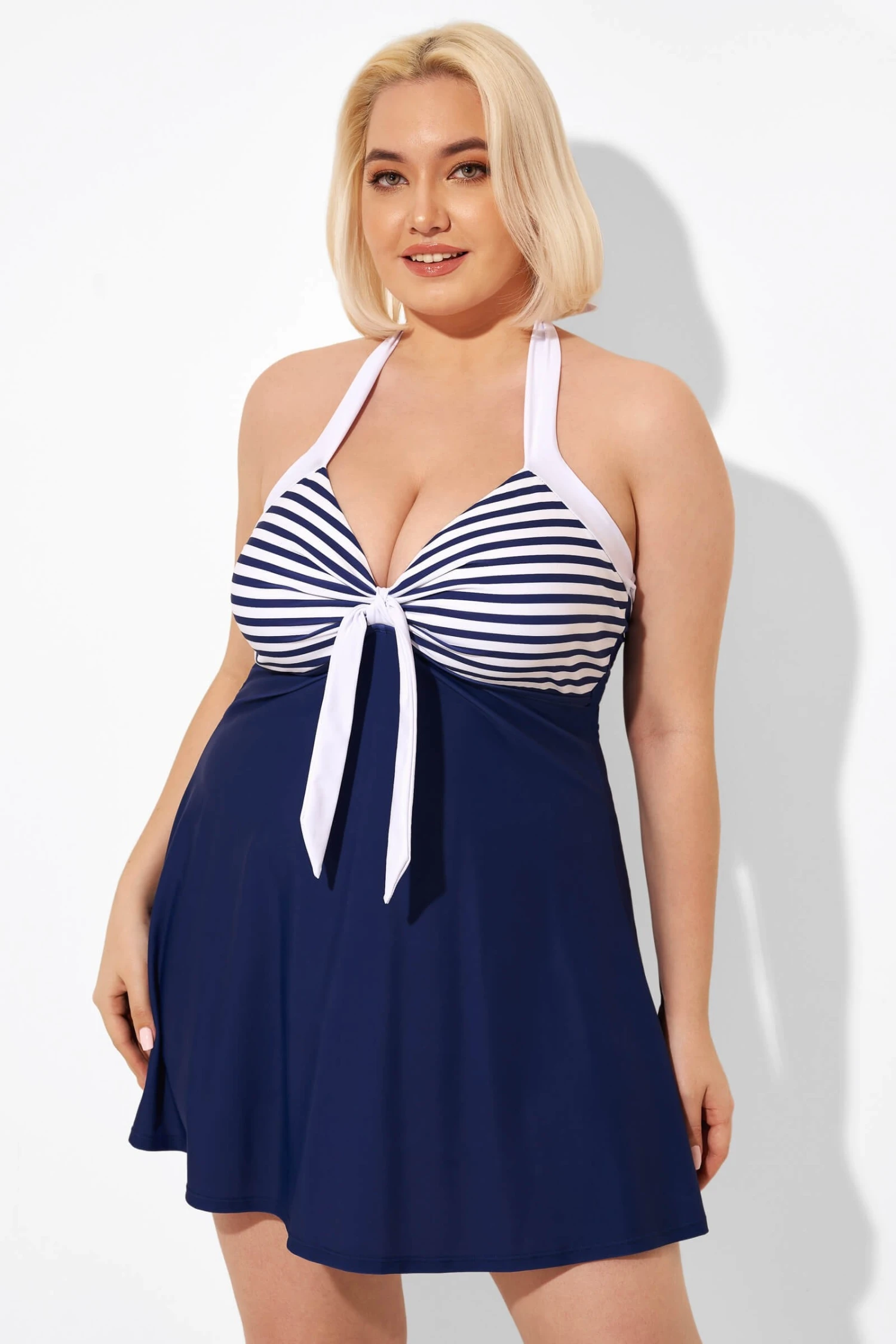 Blue Stripe Adjustable Halter Neck Swimdress - Image 6