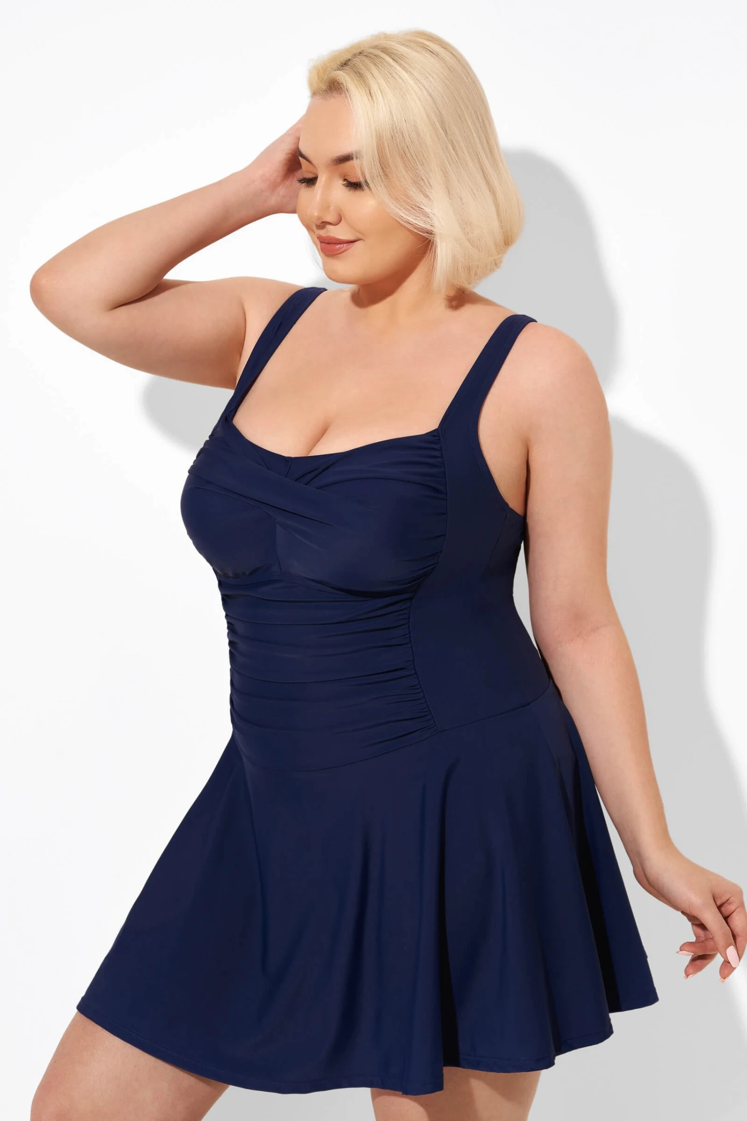 Blue Sexy RuffleTwist Front Beach Swimdress - Image 4