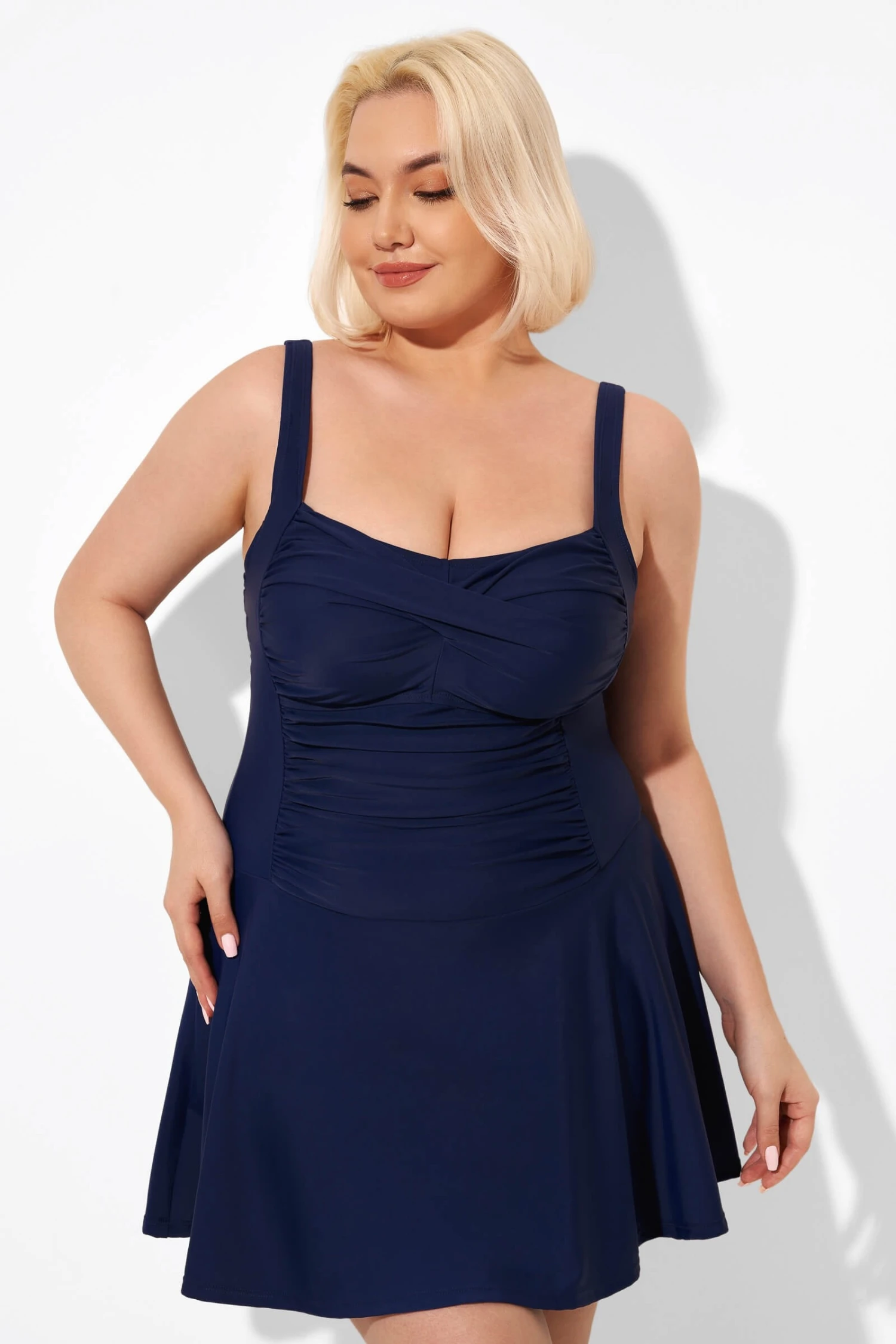 Blue Sexy RuffleTwist Front Beach Swimdress - Image 6