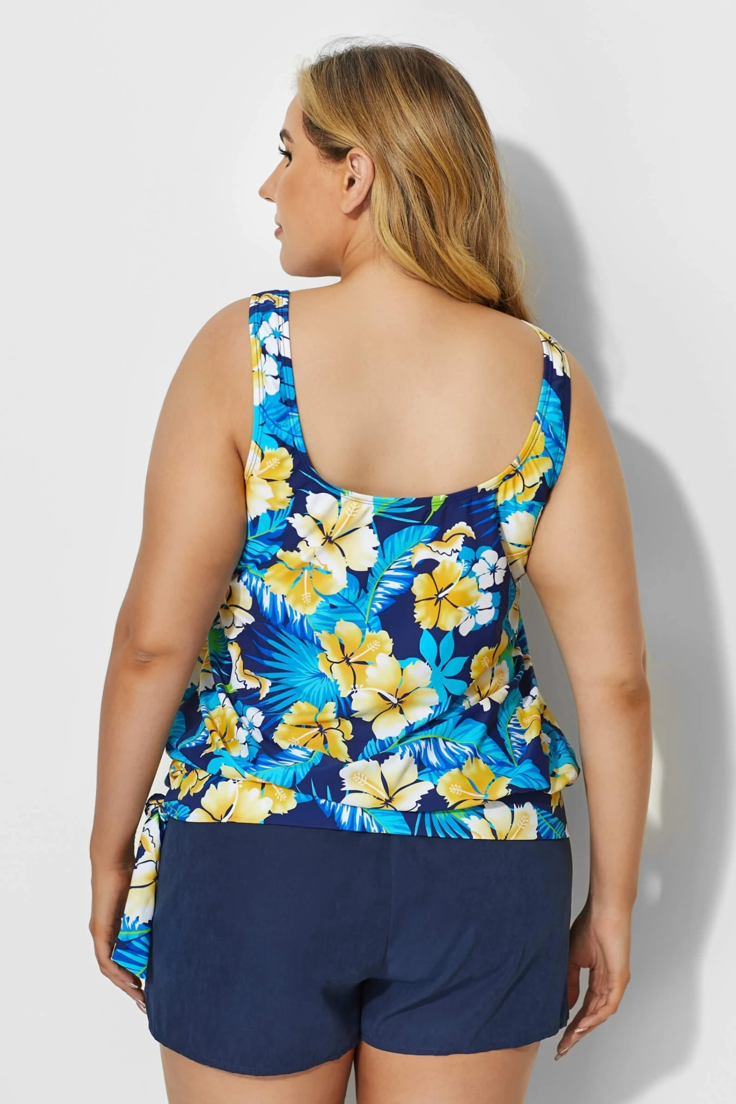 Elegant Floral Printed Side Tie Tankini Top - Image 2