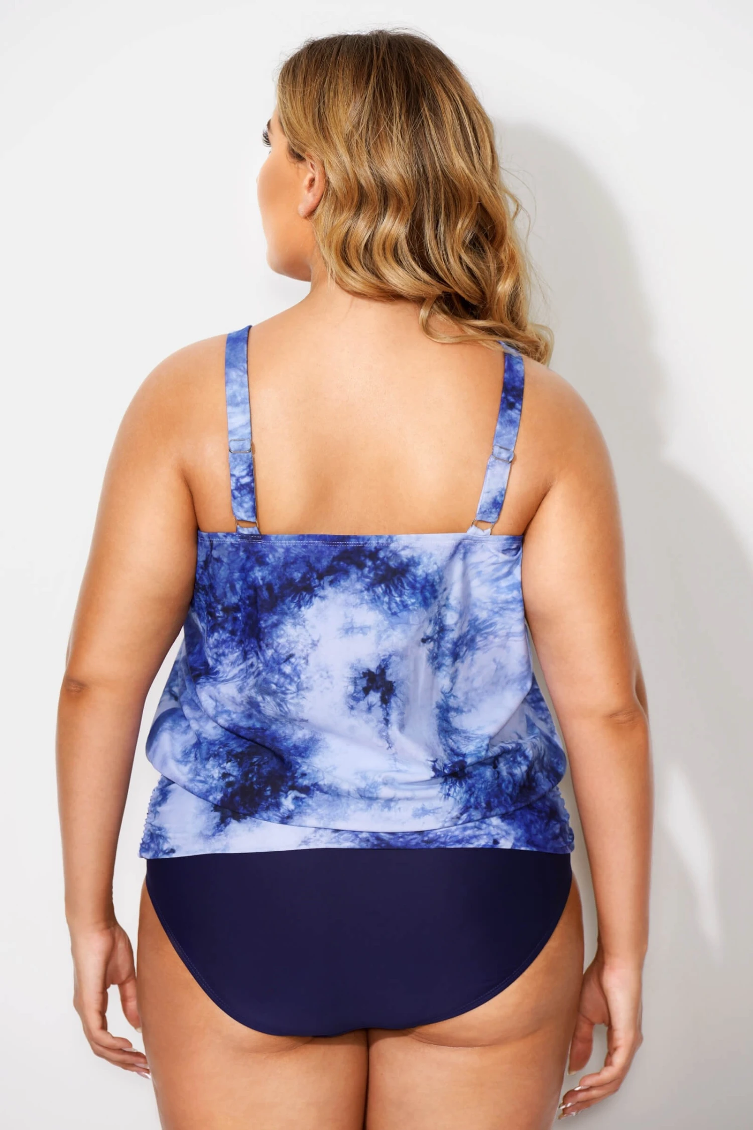 Tie Dye Printed Loop Strap Blouson Tankini Top - Image 2