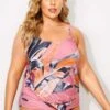 Irregular Printed Adjustable Straps Tankini Top