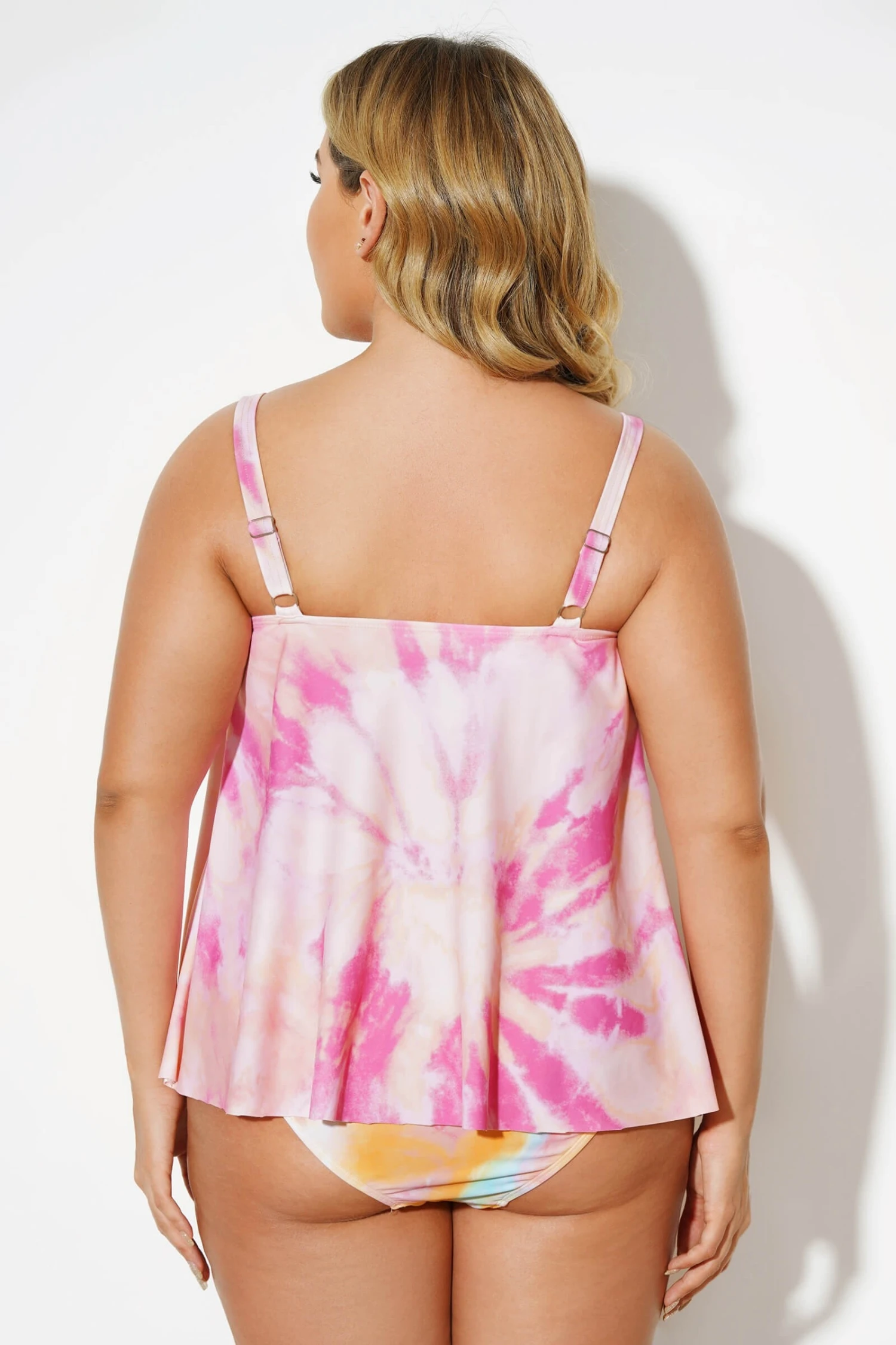 Tie Dye Flowy Sweetheart Neckline Underwire Tankini Top - Image 2