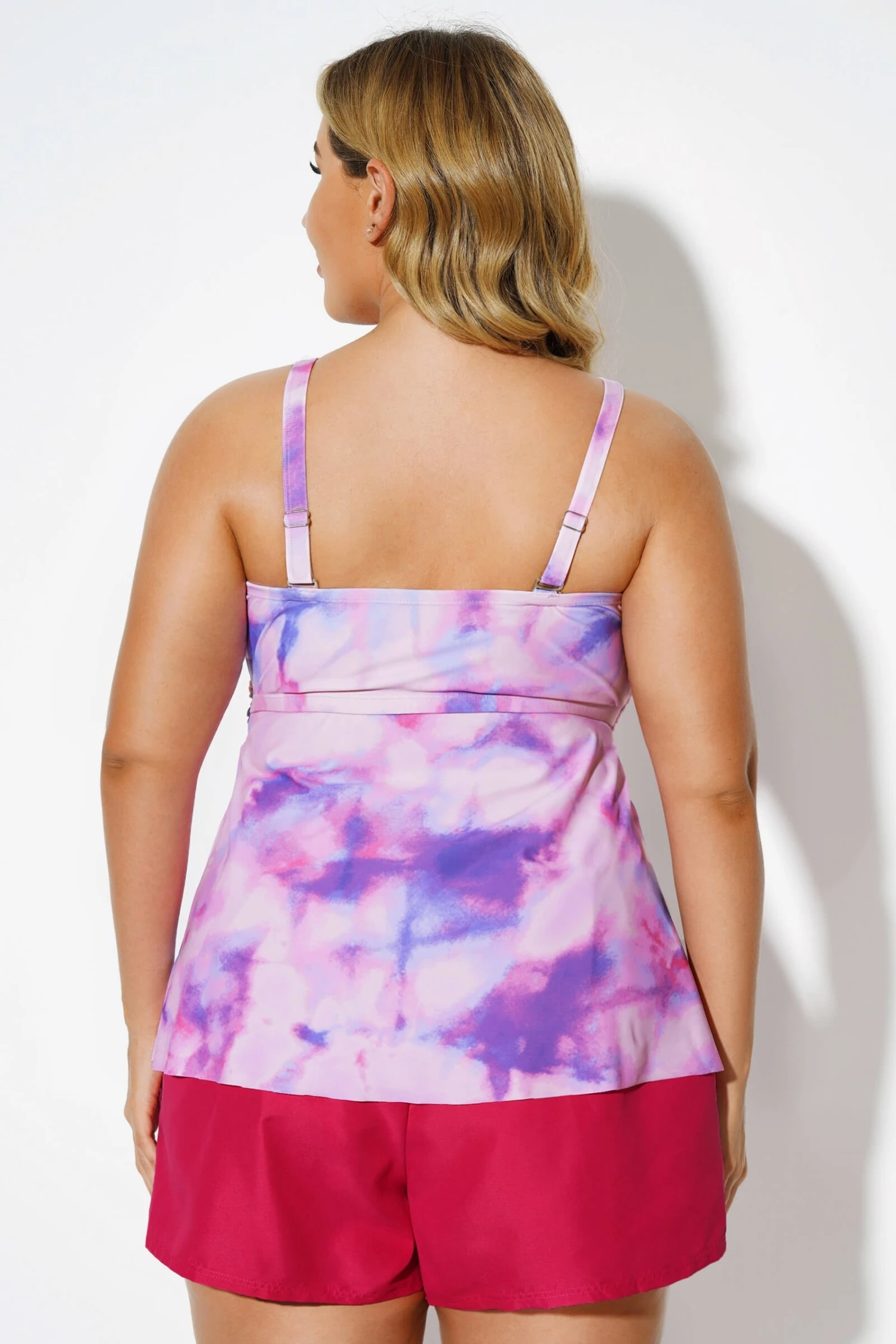 Tie Dye V-Neck Twist Elegant Tankini Top - Image 2