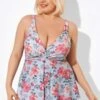 Flower Print V-Neck Underwire Elegant Tankini Top