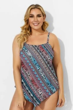 Multicolor Scarf Bandeau Vintage Women Tankini Top