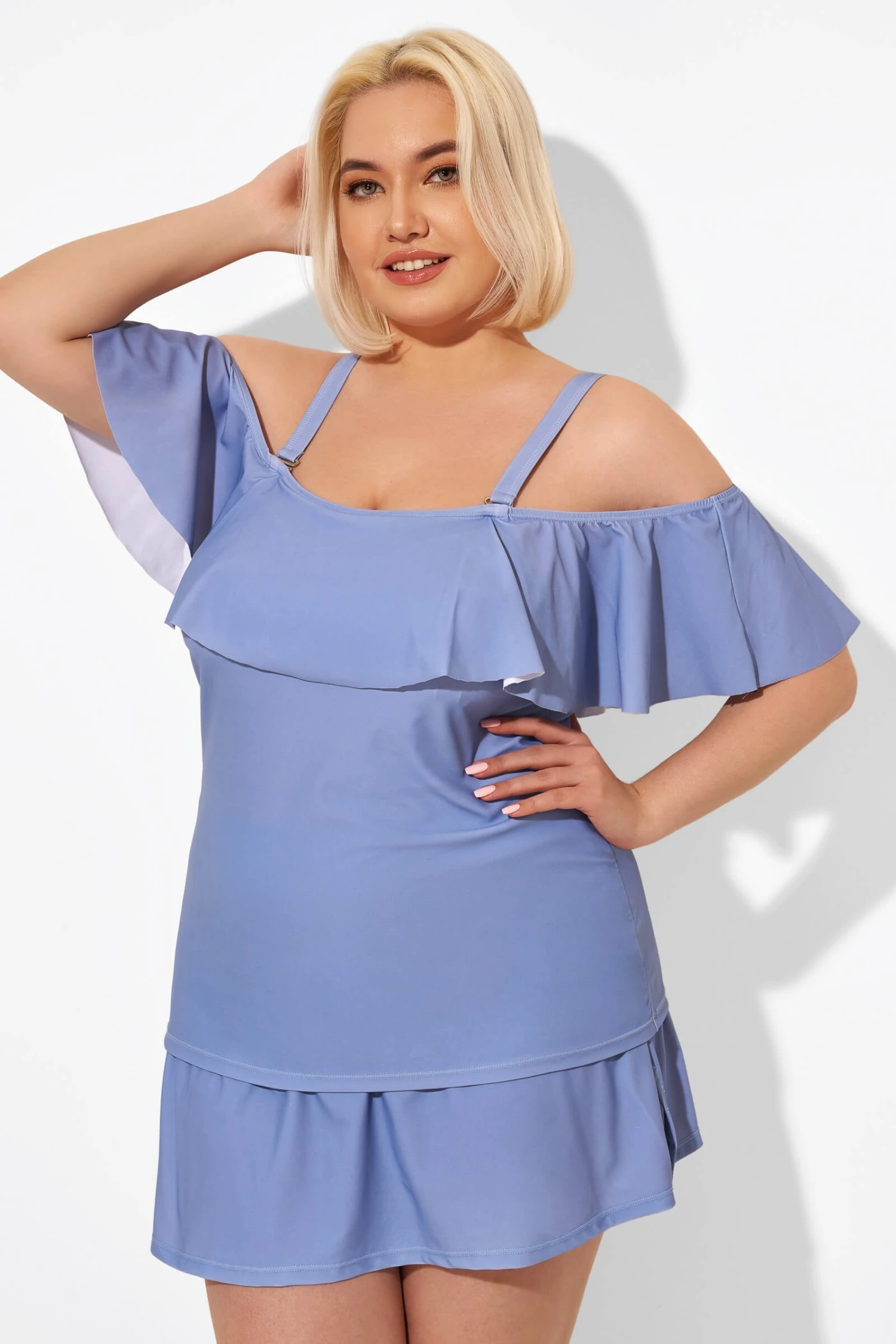 Blue Off The Shoulder Tankini Top - Image 5