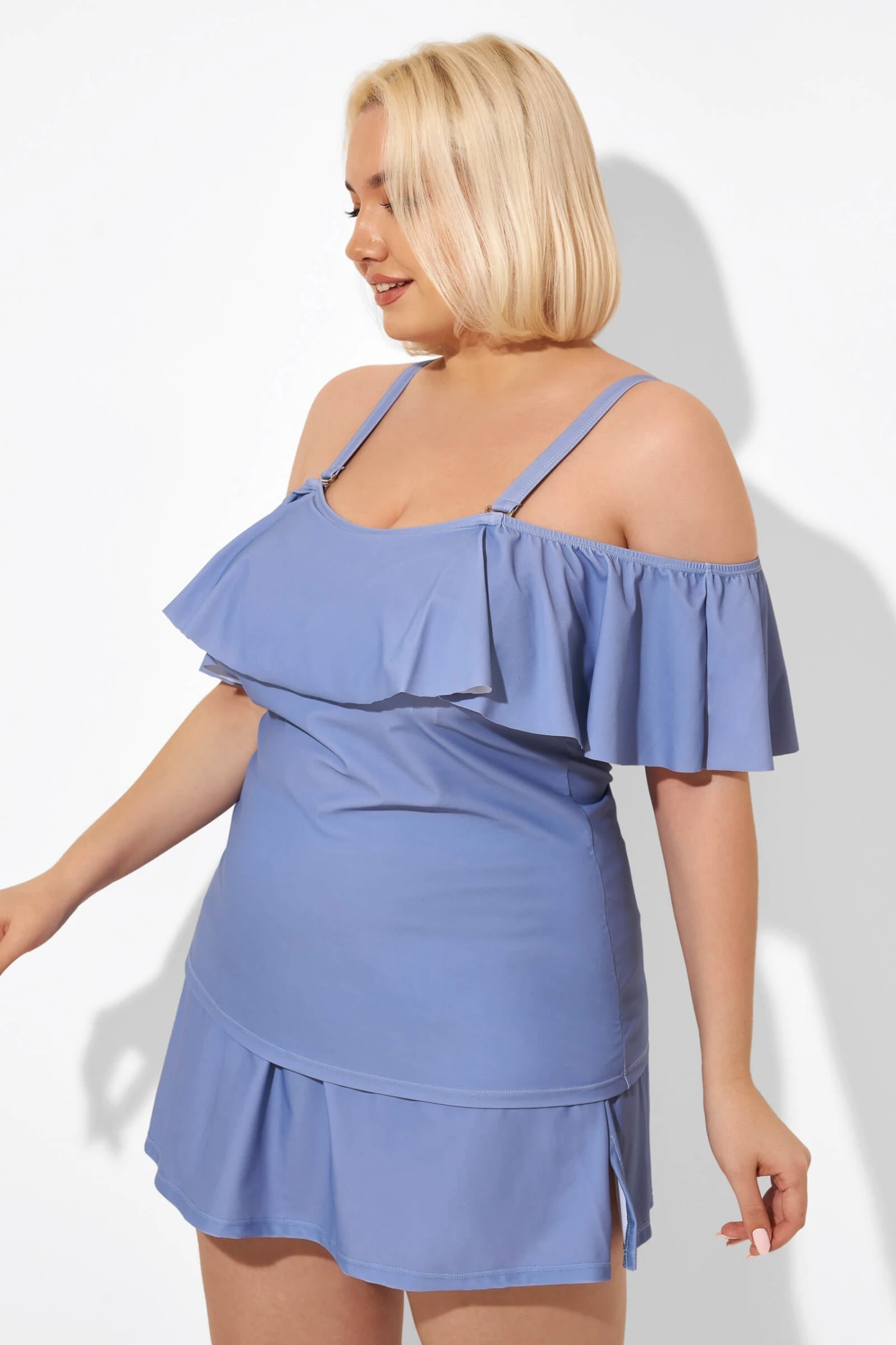 Blue Off The Shoulder Tankini Top - Image 4