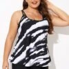 Tie Dye Print Color Block Women Tankini Top