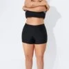 Black Solid Mid Waist Women Boy Short