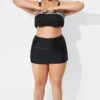 Black Beach Shirred Skirt With Built-in Brief