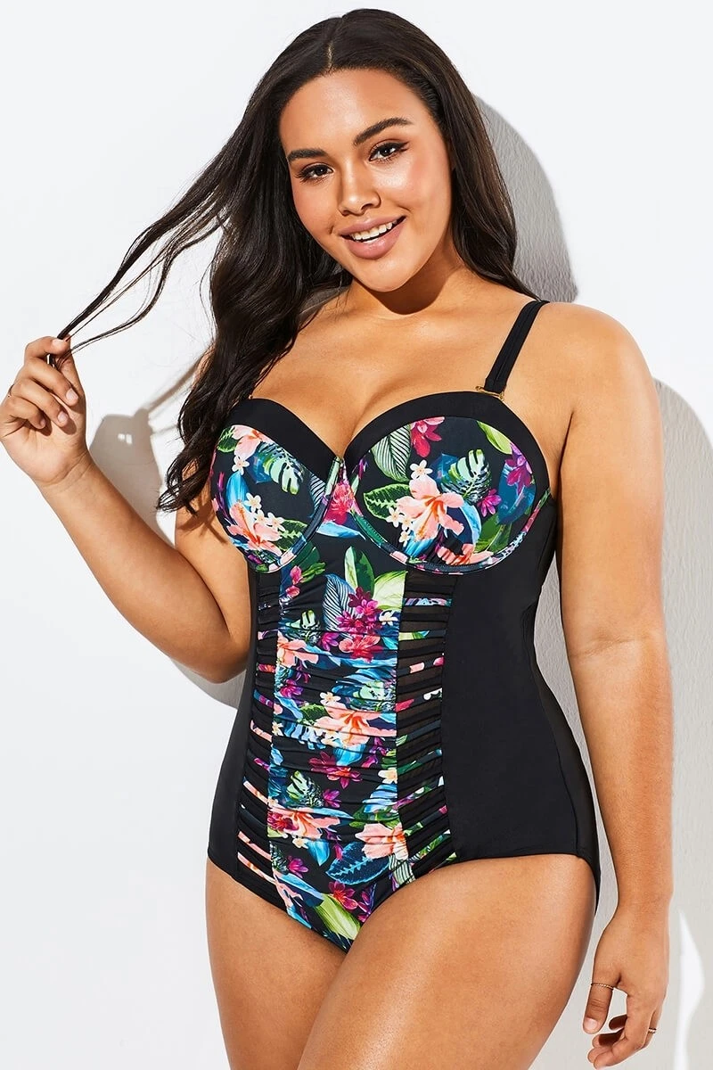 Lady Cut Out Mesh Underwire One Piece Swimsuit - Image 6