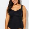 Black Twist Front Push Up One Piece Swimsuit