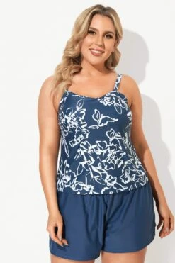 Flower Print Tummy Control One Piece Swimsuit