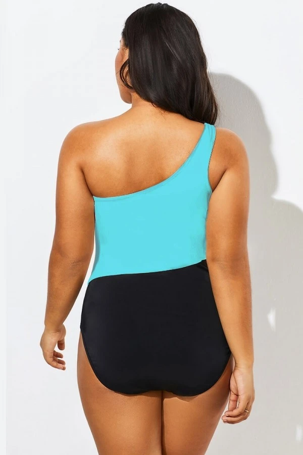 Vintage Mesh One Shoulder One Piece Swimsuit - Image 2