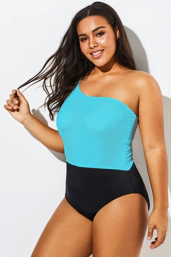Vintage Mesh One Shoulder One Piece Swimsuit - Image 5