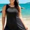 Black Elegant Women Mesh High Neck Swimdress