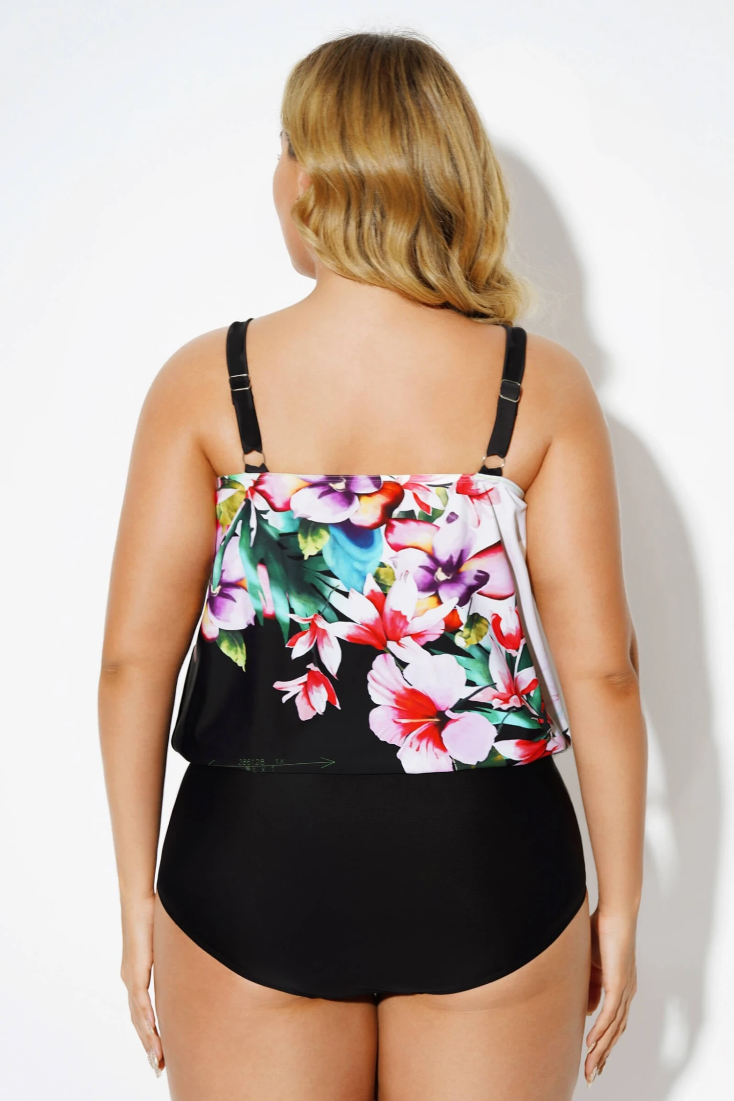 Floral Printed Loop Strap Blouson Tankini Top - Image 2