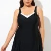 Classic Wide Straps Sweetheart Neckline Swimdress