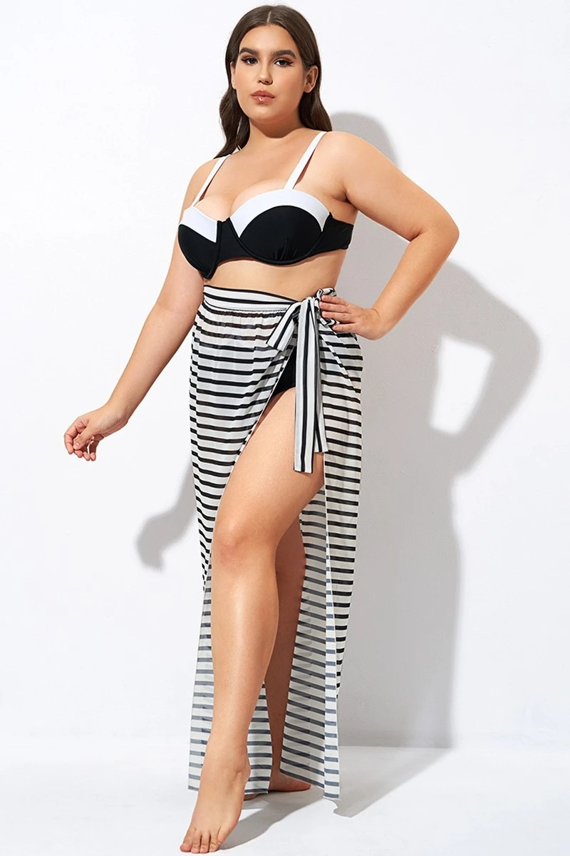 Stripe Nautical Chiffon Tie Maxi Beach Sarong - Image 3