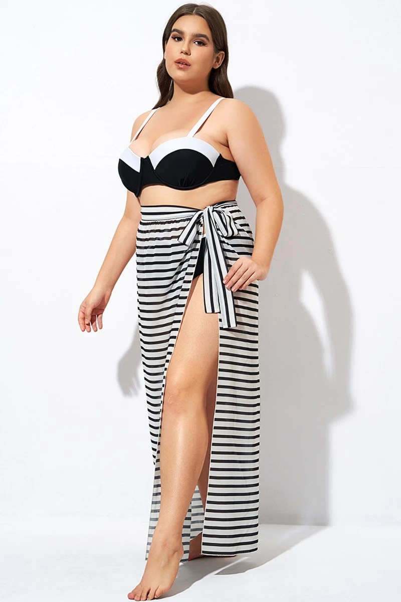 Stripe Nautical Chiffon Tie Maxi Beach Sarong - Image 4