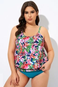 Adjustable Straps Lightweight Blouson Tankini Top