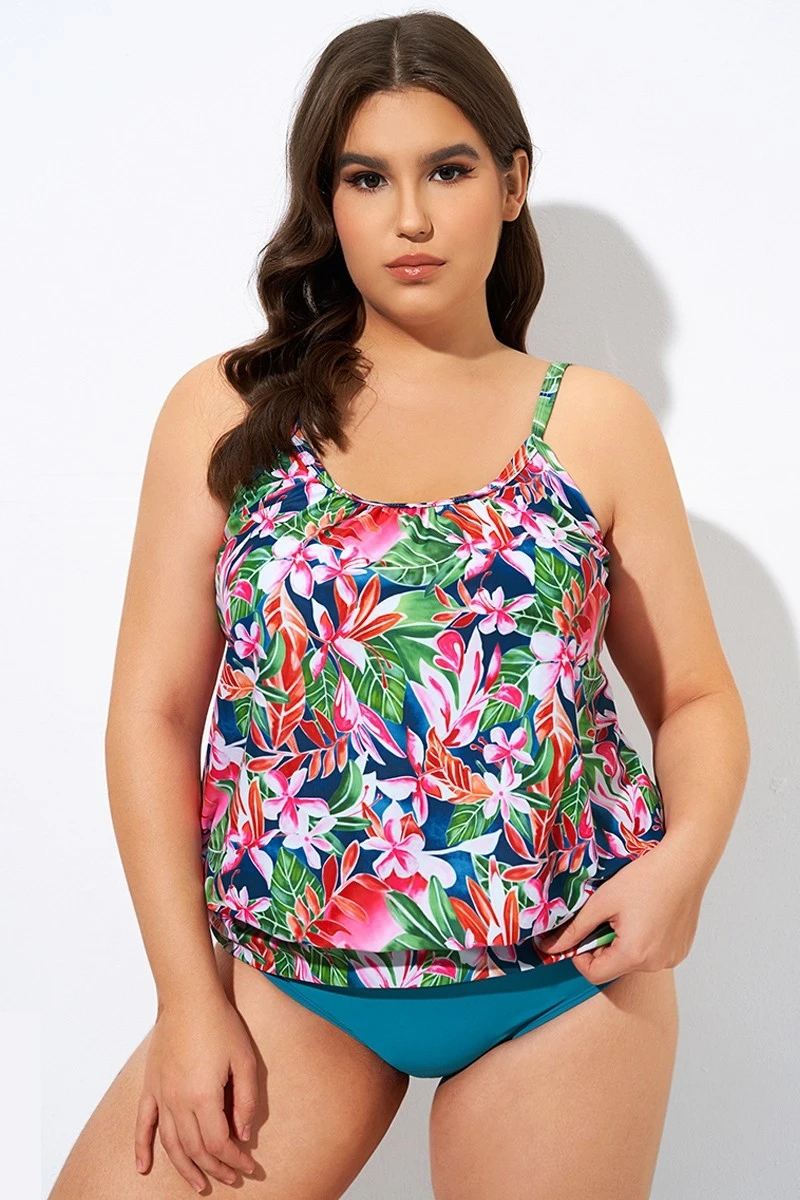 Adjustable Straps Lightweight Blouson Tankini Top