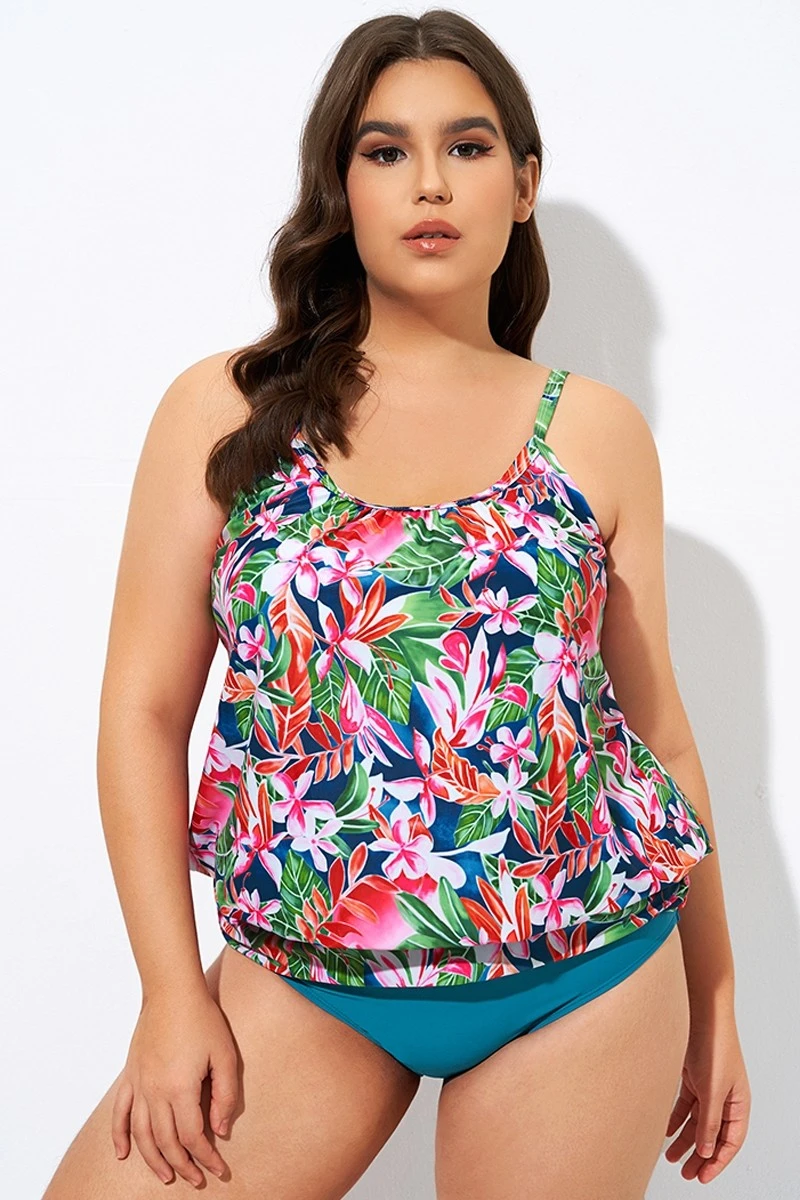 Adjustable Straps Lightweight Blouson Tankini Top - Image 3