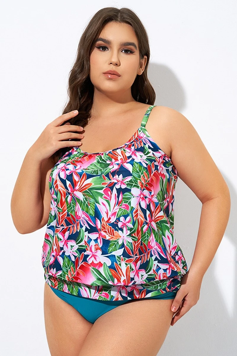 Adjustable Straps Lightweight Blouson Tankini Top - Image 4