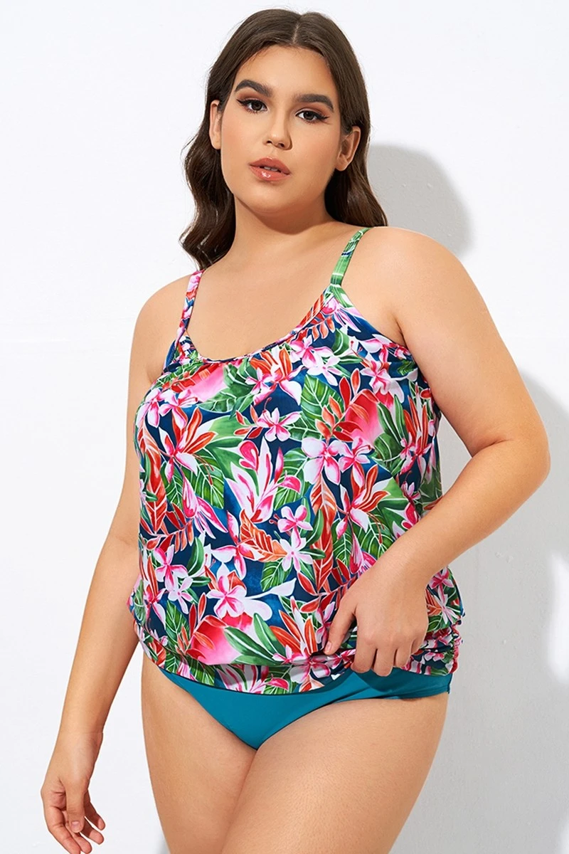Adjustable Straps Lightweight Blouson Tankini Top - Image 5
