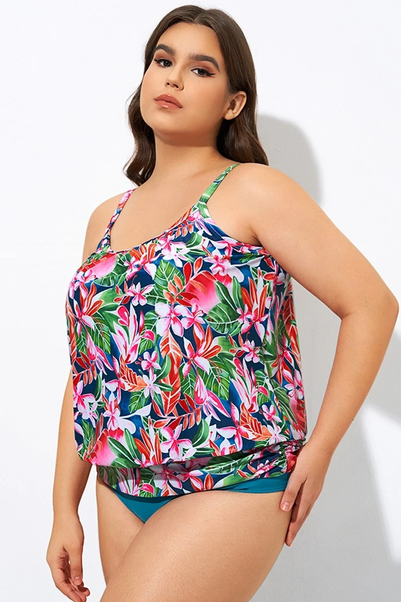 Adjustable Straps Lightweight Blouson Tankini Top - Image 6