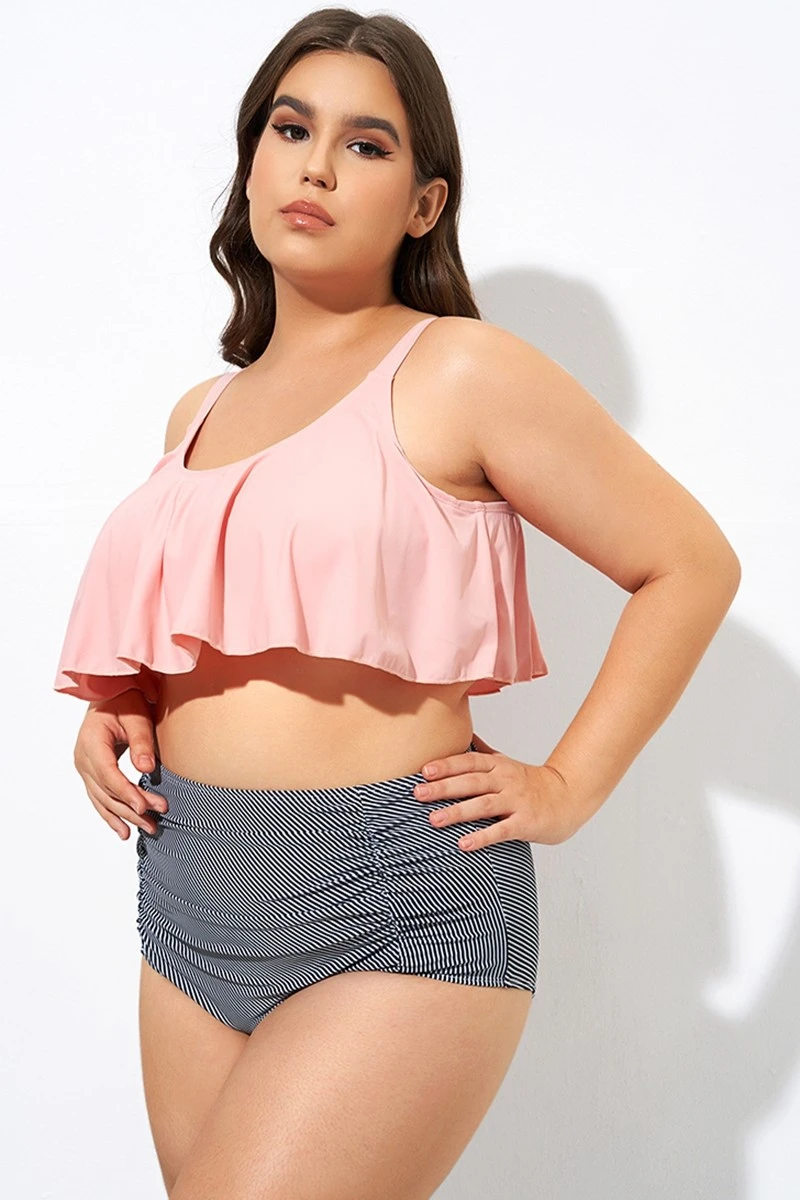 Womens High Waisted Falbala 2 Tiered Bikini Top - Image 6