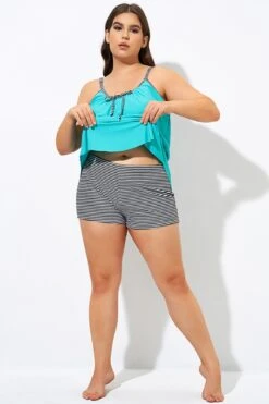 Women Stripe Full Coverage Swim Brief