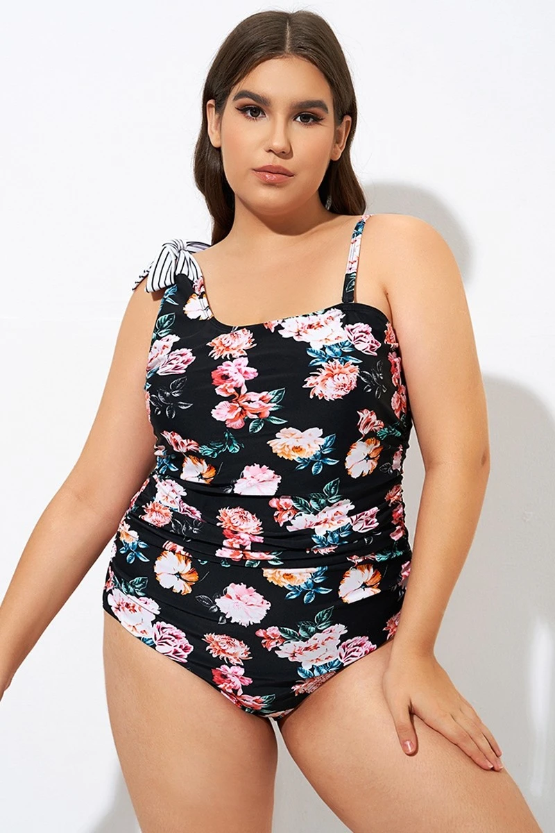 Flower One Shoulder Bow One Piece Swimsuit - Image 5
