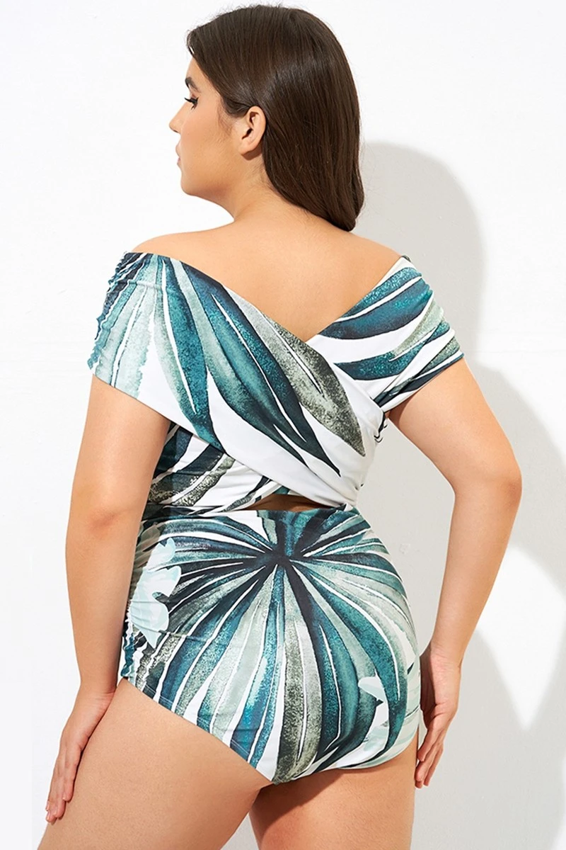 Crossover-Neck Cut Out One Piece Swimsuit - Image 2